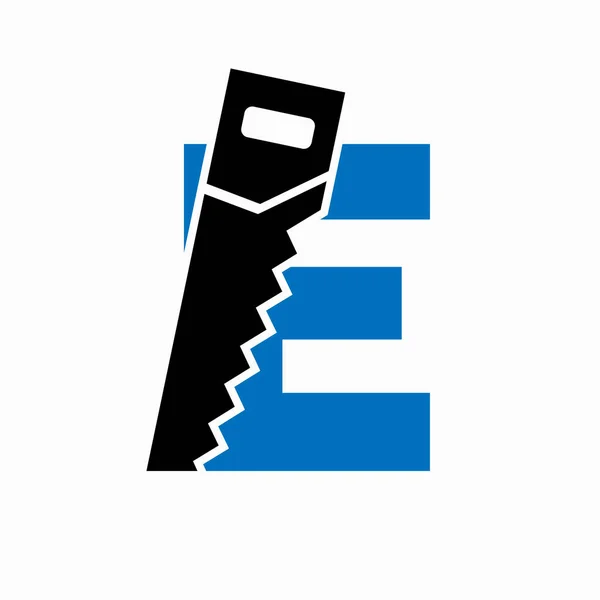 Logo Della Sega Progettazione Sulla Lettera — Vettoriale Stock