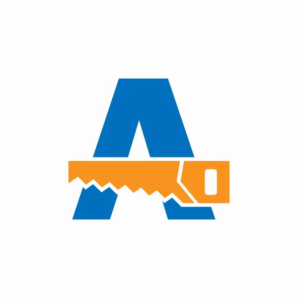 Saw Logo Ontwerp Een Brief — Stockvector