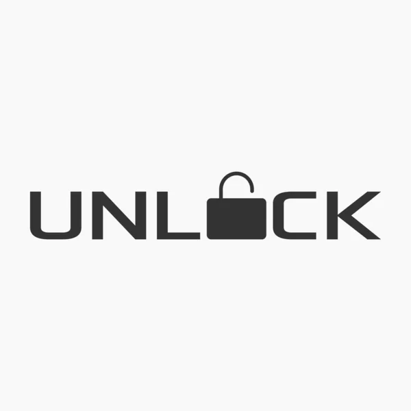 Unlock Typography Lettering Logo Vector Template — Stock Vector