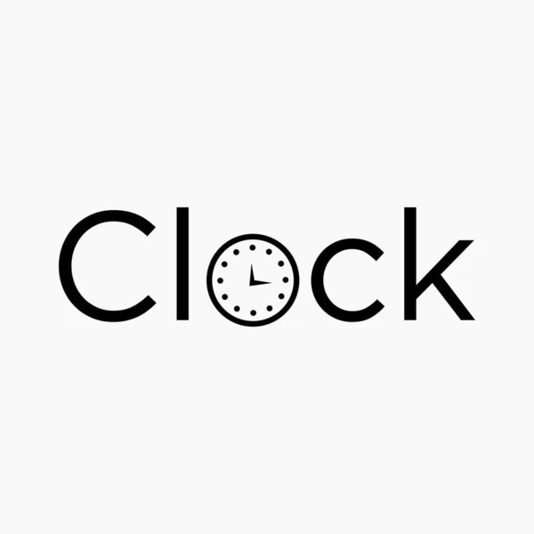 Uhr Typografie Schrift Logo Vektor Vorlage — Stockvektor