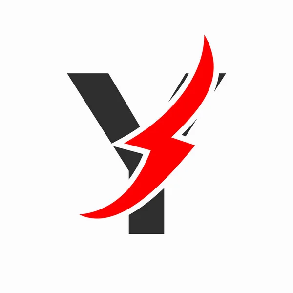 Počáteční Elektrické Logo Koncept Písmene Ikonou Napájení Symbol Hromu Voltu — Stockový vektor