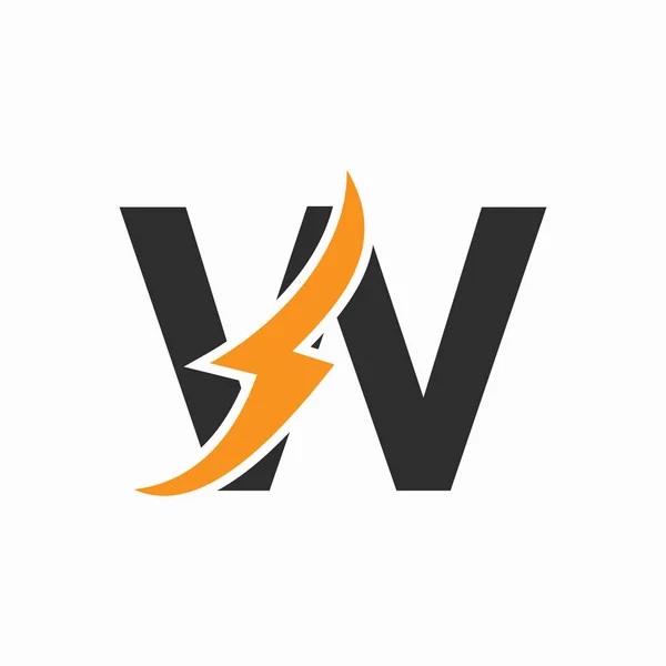 Logotipo Elétrico Inicial Conceito Letra Com Ícone Poder Símbolo Trovão — Vetor de Stock