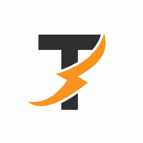 Logotipo Eléctrico Inicial Concepto Letra Con Icono Energía Símbolo Del — Vector de stock