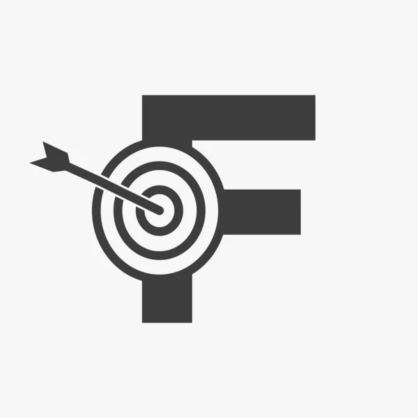 初期文字F成功ロゴ弓ターゲットアイコンと組み合わせる — ストックベクタ