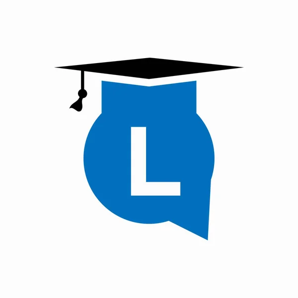 Logo Educazione Design Letter Concetto Con Educazione Cappello Chat Icona — Vettoriale Stock