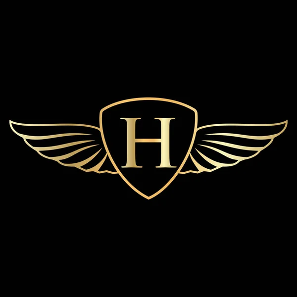 Ulaşım Logosu Sembolü Için Harfi Alfabesindeki Ilk Kanat Logosu — Stok Vektör