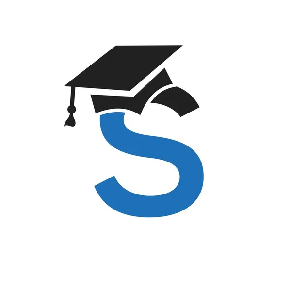 初期の手紙S教育ロゴデザイン卒業帽子アイコンベクトルテンプレートと組み合わせる — ストックベクタ