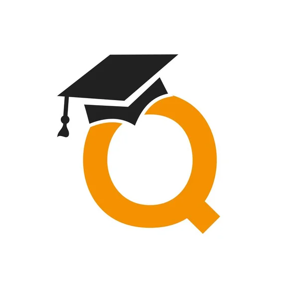 初始字母Q教育标志设计与毕业帽矢量模板相结合 — 图库矢量图片