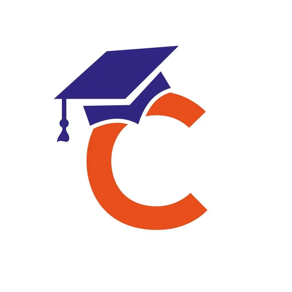 頭文字C教育ロゴデザイン卒業帽子アイコンベクトルテンプレートと組み合わせる — ストックベクタ