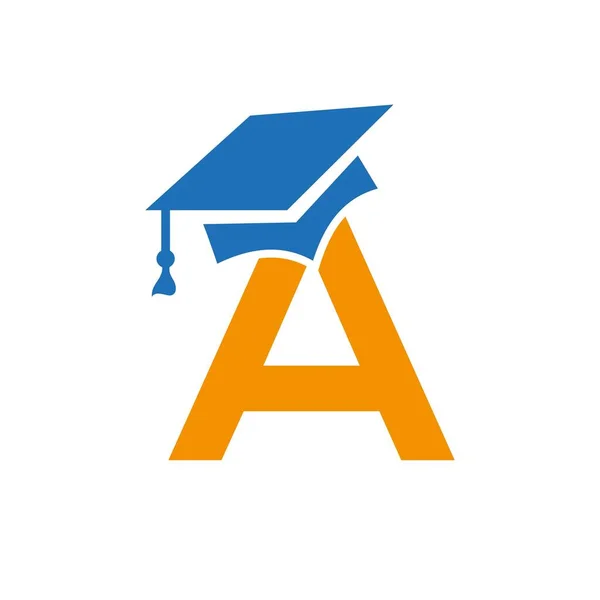 頭文字A教育ロゴデザイン卒業帽子アイコンベクトルテンプレートと組み合わせる — ストックベクタ