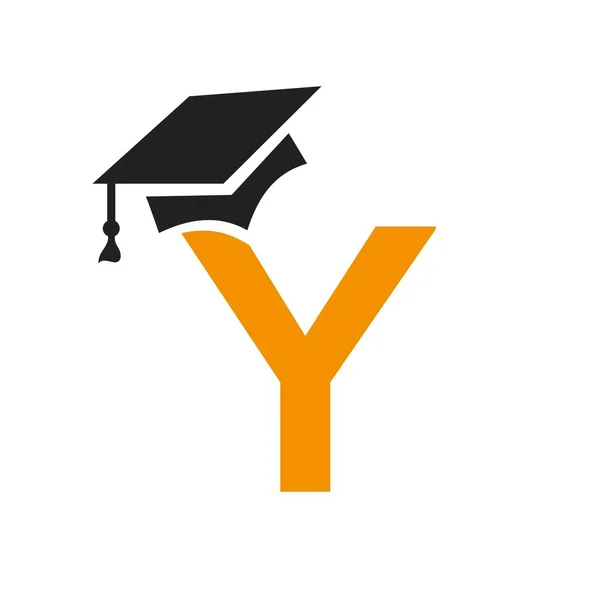初始字母Y教育标志设计与毕业帽矢量模板相结合 — 图库矢量图片