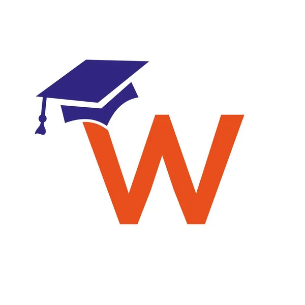 Anfangsbuchstabe Bildung Logo Design Kombinieren Sie Mit Graduierung Hut Icon — Stockvektor