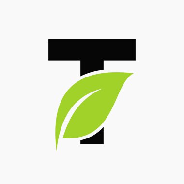 Biyolojik yaprak simgesi ile T harfi üzerinde Eko Yaprak logosu