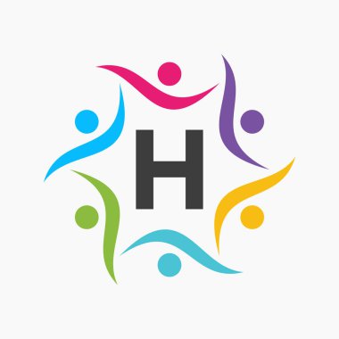 H harfi şablonundaki birlik logosu. Yardım İşareti, İletişim, Takım Sembolü, Birlik Simgesi