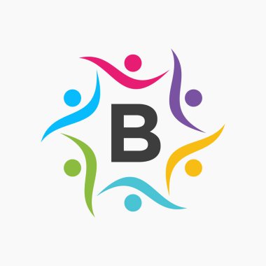 B harfi şablonundaki birlik logosu. Yardım İşareti, İletişim, Takım Sembolü, Birlik Simgesi