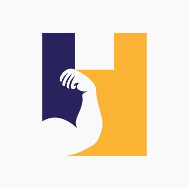H Harfi Fitness Logosu Tasarımı. Kol Logosu Tasarımı. Spor Sembolü