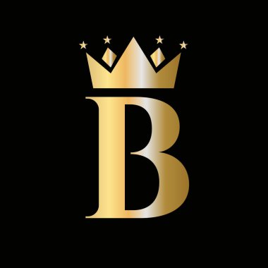 Star Icon 'lu Crown Logosu B harfinde. Crown Sembol Şablonu