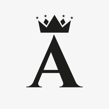 Yıldız Simgesi ile A harfi üzerinde Crown Logosu. Crown Sembol Şablonu