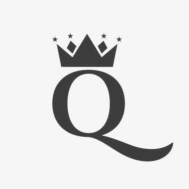 Yıldız Simgesi ile Q harfi üzerinde Crown Logosu. Crown Sembol Şablonu