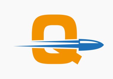 Bullet Logo On Letter Q With Moving Bullet Symbol clipart