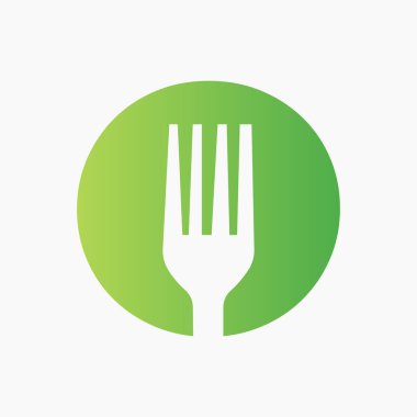 Mutfak ve Restoran Sembollü O harfinin üzerinde çatal logosu