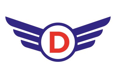 D harfi üzerindeki kanat logosu, ulaşım sembolü, nakliye kanadı işareti
