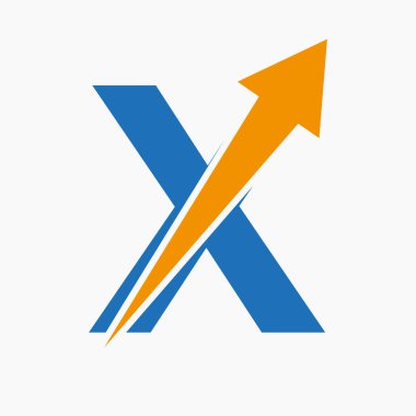 Büyüme Oku Simgesiyle X harfi üzerindeki ilk Mali Logo