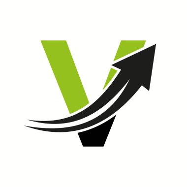 Büyüme Oku Simgesiyle V harfi üzerindeki mali logo