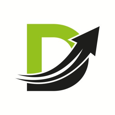 D harfi üzerindeki finansal logo Büyüme Oku Simgesi Konsepti