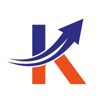 Büyüme Oku Simgesiyle K harfi üzerinde mali logo