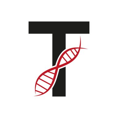 Sağlık Sigortası için Harf T Vektör Şablonu üzerindeki DNA logosu