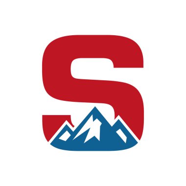 S harfi üzerindeki Logo Dağı, Tepe Sembol Vektör Şablonu