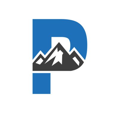 P harfi üzerindeki Logo Dağı, Tepe Sembol Vektör Şablonu