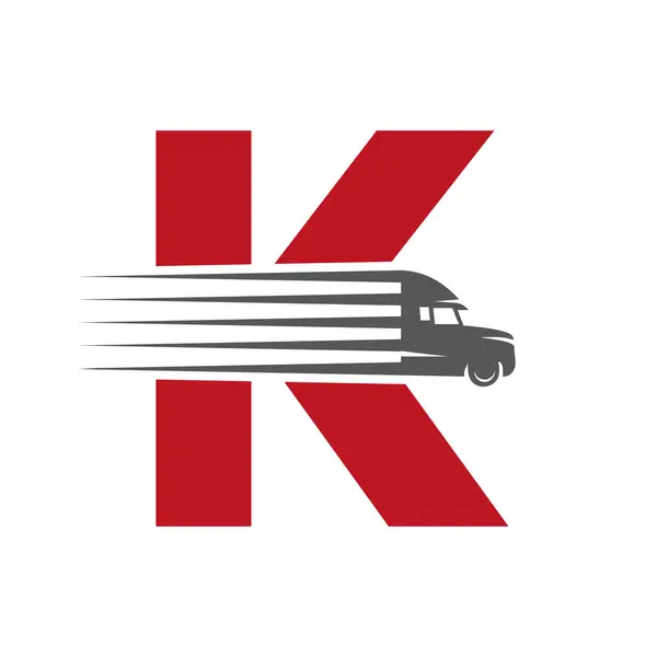 stock vector Initial Letter K Truck Logo For Transportation Symbol. Transportation Logotype