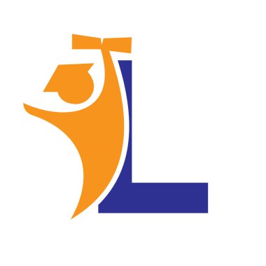 Harf L Eğitim Logosu Tasarımı. Mezuniyet Sembolü İnsan Tutma Diploması Kağıt Simgesi Simgesi