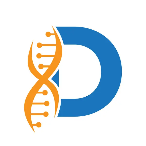 Sağlık Sembolü için D harfi taşıyıcı şablonundaki DNA logosu