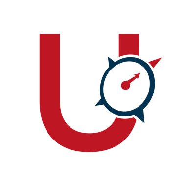 U Harfi Navigator Pusula Sembol Vektör Şablonu