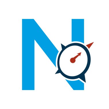 Harf N Navigator Pusula Sembol Vektör Şablonu