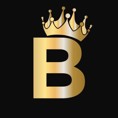 Letter B Crown Logo Template. Royal Crown Logotype Luxury Sign  for Beauty, Fashion, Star, Elegant Symbol