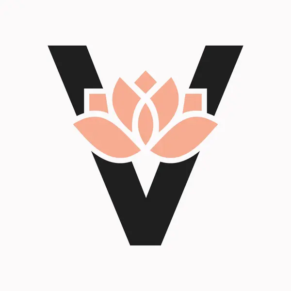 Botanik Sembolü için V harfi çiçek kavramı. Güzellik İşareti