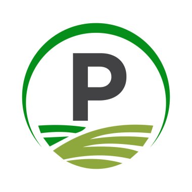 P harfi üzerinde tarım logosu Tarım Sembolü için kavram