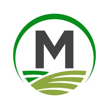 M harfi üzerinde tarım logosu Tarım Sembolü için kavram