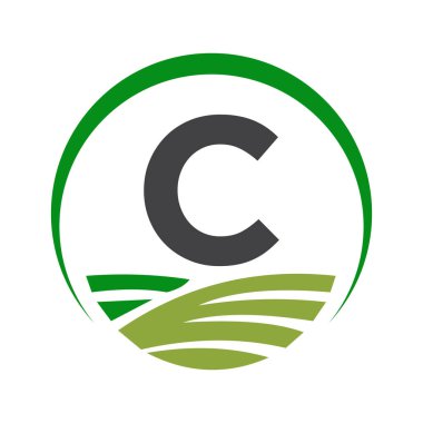 C harfi üzerinde tarım logosu Tarım Sembolü için kavram