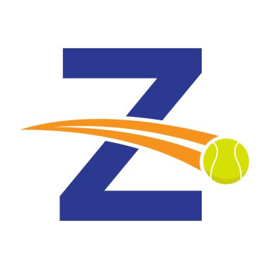 Hareket eden tenis topu sembollü Z harfi üzerindeki tenis logosu. Tenis İşareti