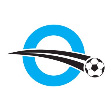 Futbol logosu O harfi üzerinde hareket eden futbol sembolü. Futbol İşareti