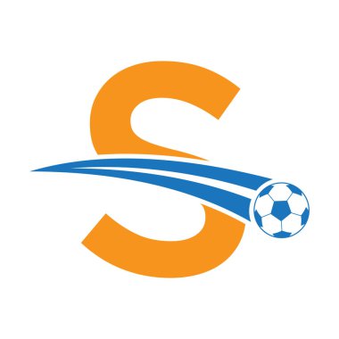 S harfi üzerinde futbol logosu ve hareket eden futbol sembolü. Futbol İşareti