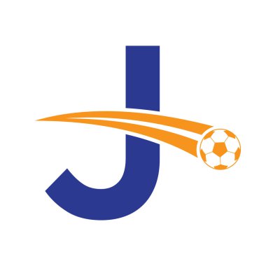 Futbol logosu, hareket eden futbol sembolüyle J harfi üzerinde. Futbol İşareti