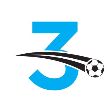 Harf 3 'teki futbol logosu, hareket eden futbol sembolü ile kavramsaldır. Futbol İşareti