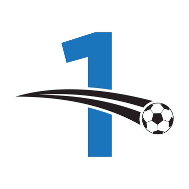 Futbol logosu harf 1 üzerinde hareket eden futbol sembolü ile kavramsaldır. Futbol İşareti