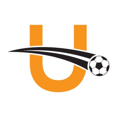 Futbol logosu harfi üzerinde hareket eden futbol sembolü. Futbol İşareti